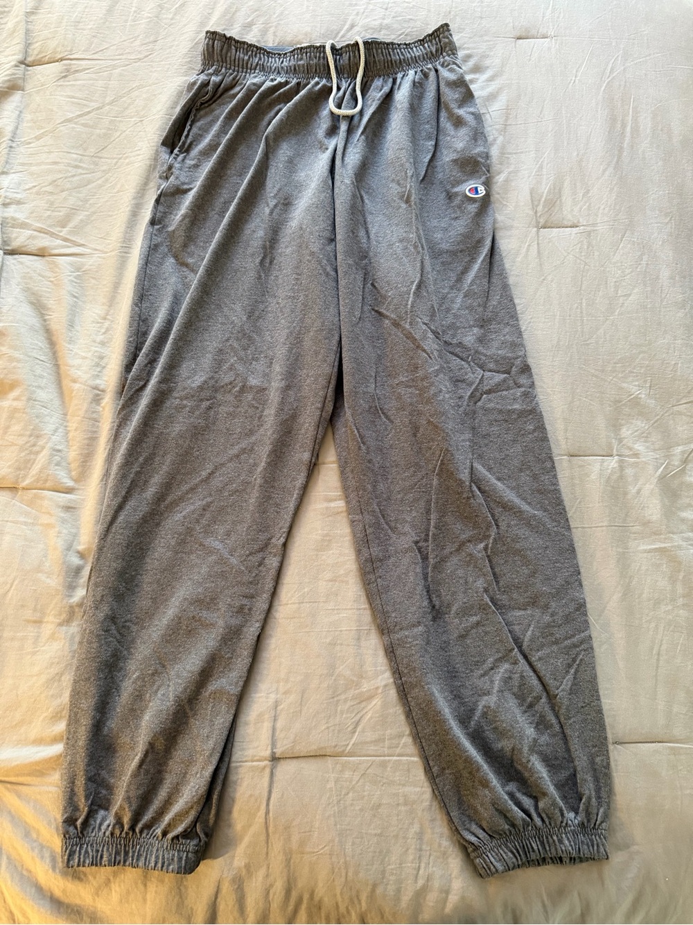 Champion Dark Gray Athletic Sweatpants with White Trim